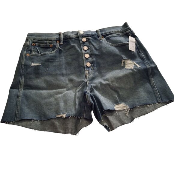 Gap Factory Womens Mid-Rise Distressed Denim Shorts Size 12/31 Cotton Blend NWT - Picture 1 of 10